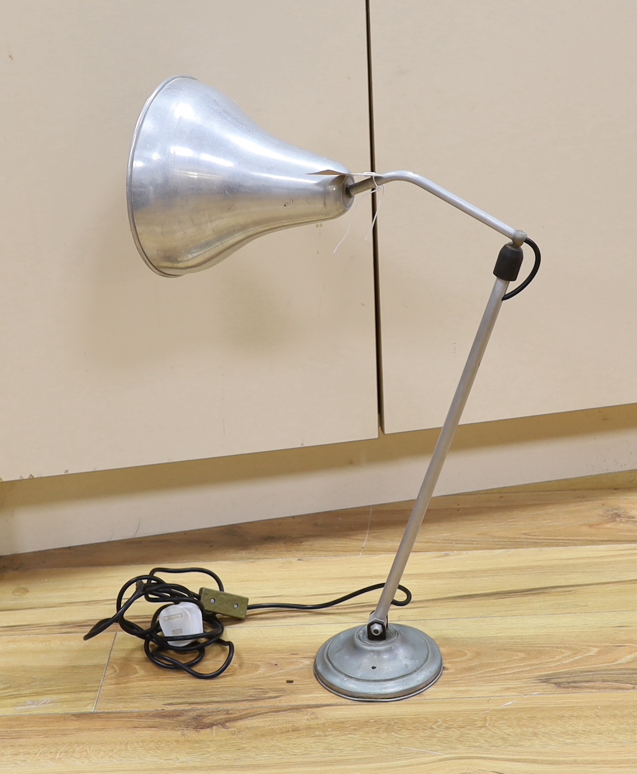 An aluminium anglepoise table lamp, 80cm high extended